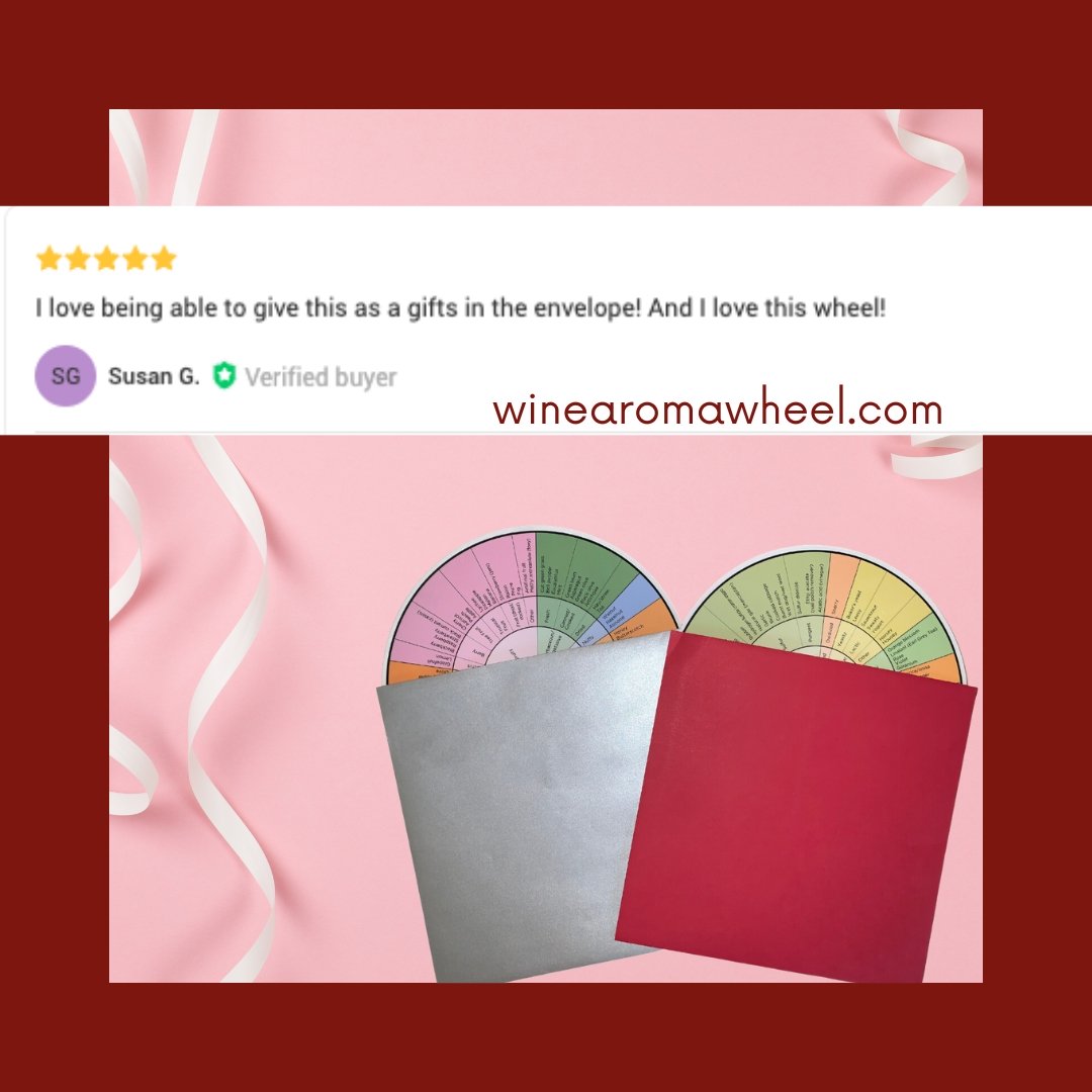 This image captures the testimonial of a customer who bought a wine aroma wheel duo.