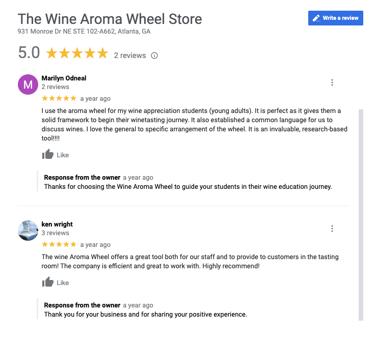 Wholesale testimonials on Google